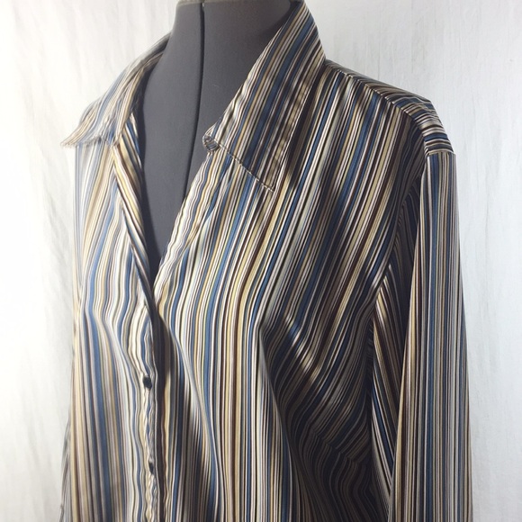 Notation Stretch Stripe 3/4 Sleeve Top Size XL - Picture 3 of 8